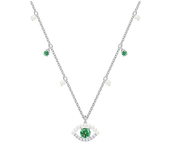 Swarovski Swarovski Luckily Necklace, Green, Rhodium Plating Green Rhodium-plated