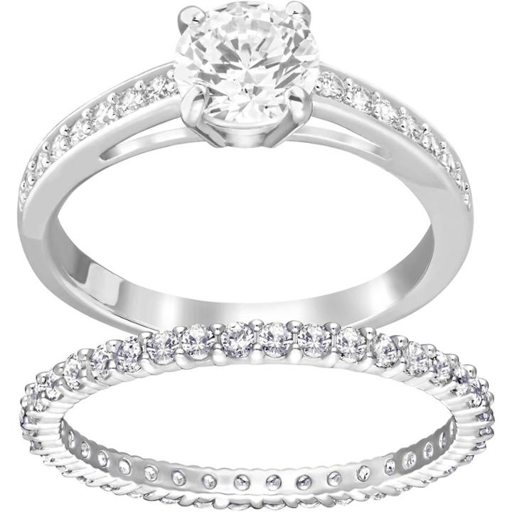 Swarovski I Do Ring Set, White, Rhodium Plating