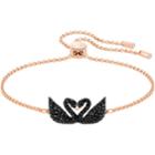 Swarovski Iconic Swan Bracelet, Black, Rose Gold Plating