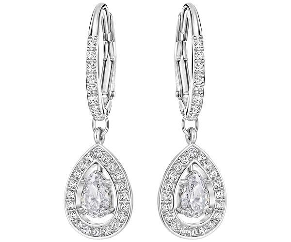 Swarovski Swarovski Attract Pear Pierced Earrings, White, Rhodium Plating White Rhodium-plated