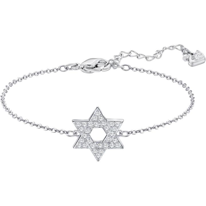 Swarovski Star Of David Bracelet, White, Rhodium Plating