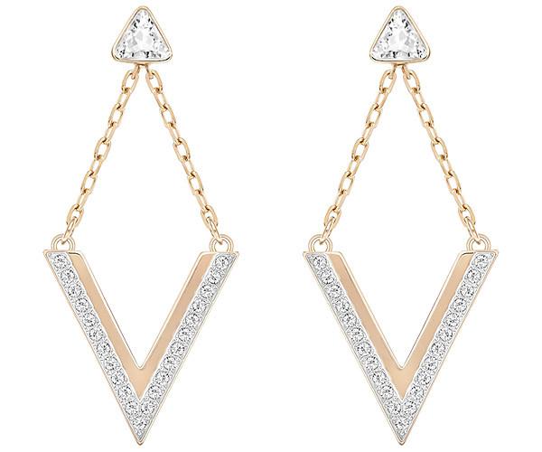 Swarovski Swarovski Delta Pierced Earrings, White White Rose Gold-plated