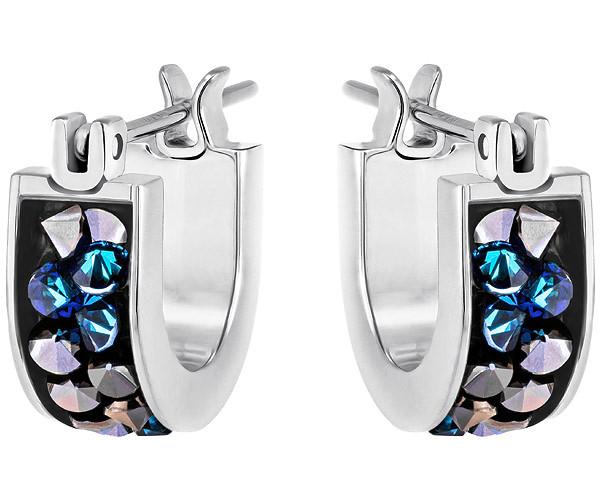 Swarovski Swarovski Crystaldust Hoop Pierced Earrings, Small, Blue Blue Stainless Steel