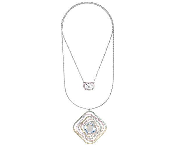 Swarovski Swarovski Leia Layered Pendant, Multi-colored, Rhodium Plating Light Multi Rhodium-plated