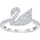 Swarovski Iconic Swan Ring, White, Rhodium Plating