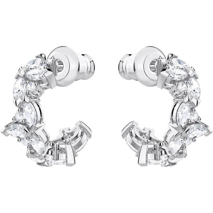 Swarovski Lady Hoop Pierced Earrings, White, Rhodium Plating