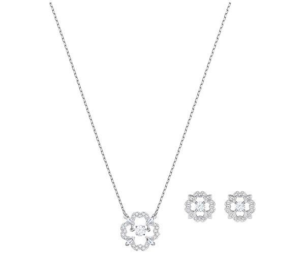 Swarovski Swarovski Sparkling Dance Flower Set, White, Rhodium Plating White Rhodium-plated