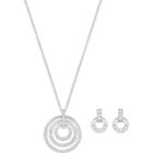Swarovski Circle Set, Medium, White, Rhodium Plating