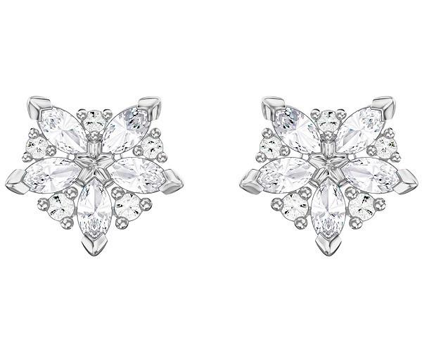 Swarovski Swarovski Lady Pierced Earrings, White, Rhodium Plating White Rhodium-plated