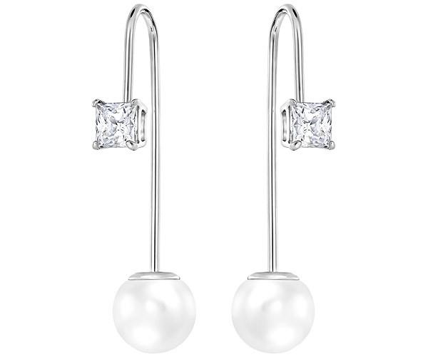 Swarovski Swarovski Attract Wire Pierced Earrings, White, Rhodium Plating White Rhodium-plated