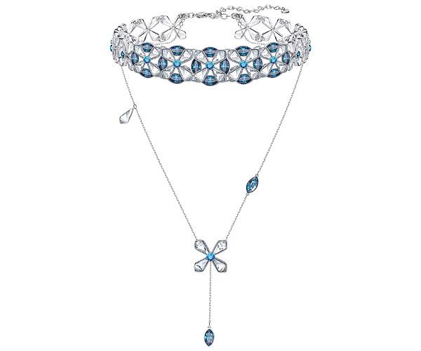 Swarovski Swarovski Liz Choker, Blue, Rhodium Plating Light Multi Rhodium-plated