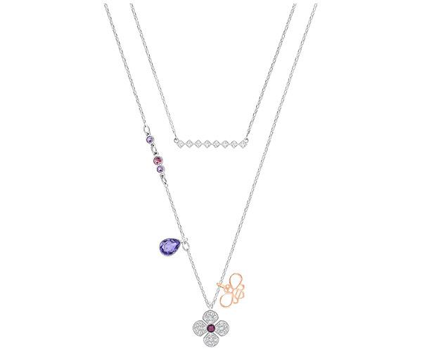 Swarovski Swarovski Glowing Clover Necklace Set, Multi-colored, Mixed Plating Dark Multi