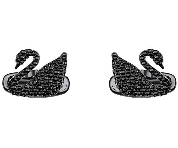 Swarovski Swarovski Swan Cuff Links, Black, Black Pvd Plating Black