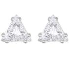 Swarovski Swarovski Attract Triangle Stud Pierced Earrings, White White Rhodium-plated