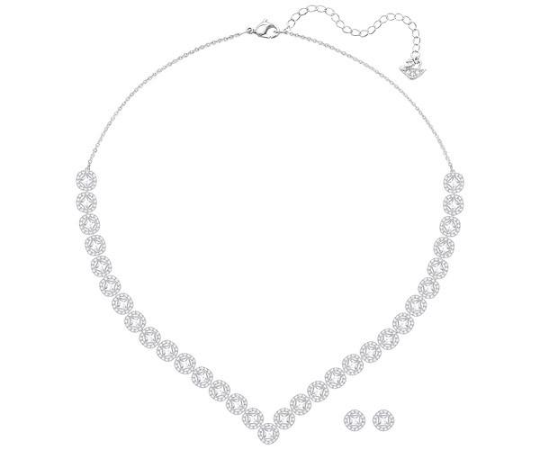 Swarovski Swarovski Angelic Square Set, Large, White, Rhodium Plating White Rhodium-plated
