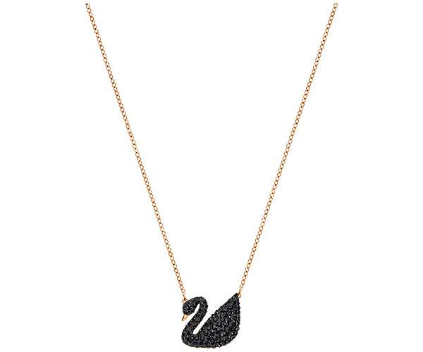 Swarovski Swarovski Iconic Swan Pendant, Black, Rose Gold Plating Black Rose Gold-plated
