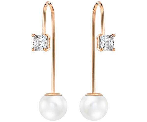 Swarovski Swarovski Attract Wire Pierced Earrings, White, Rose Gold Plating White Rose Gold-plated