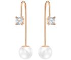 Swarovski Swarovski Attract Wire Pierced Earrings, White, Rose Gold Plating White Rose Gold-plated