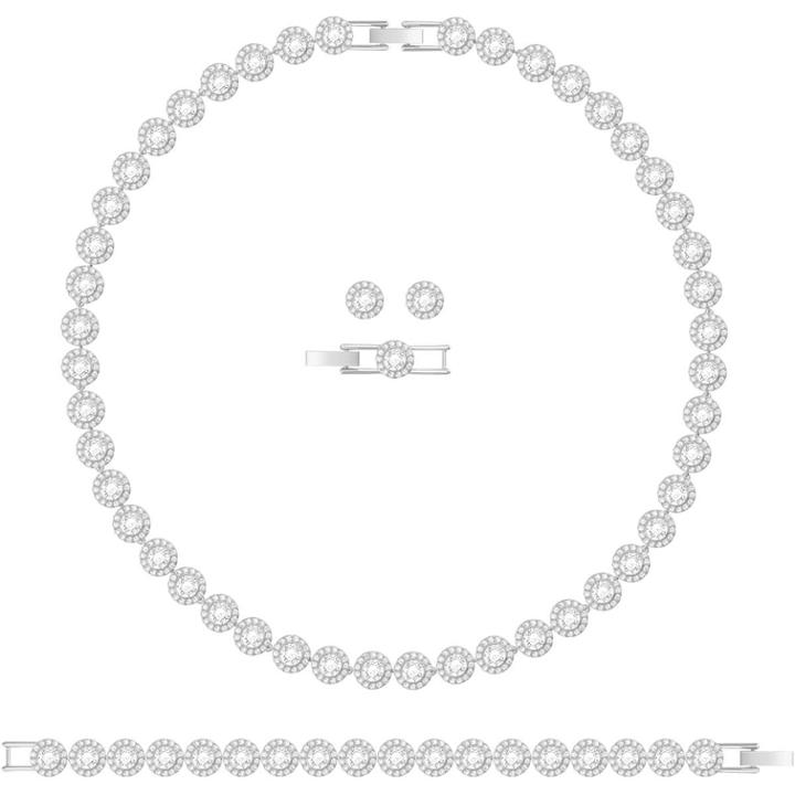 Swarovski Angelic All Around Set, White, Rhodium Plating