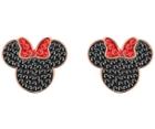 Swarovski Swarovski Mickey & Minnie Pierced Earrings, Black, Rose Gold Plating Black Rose Gold-plated