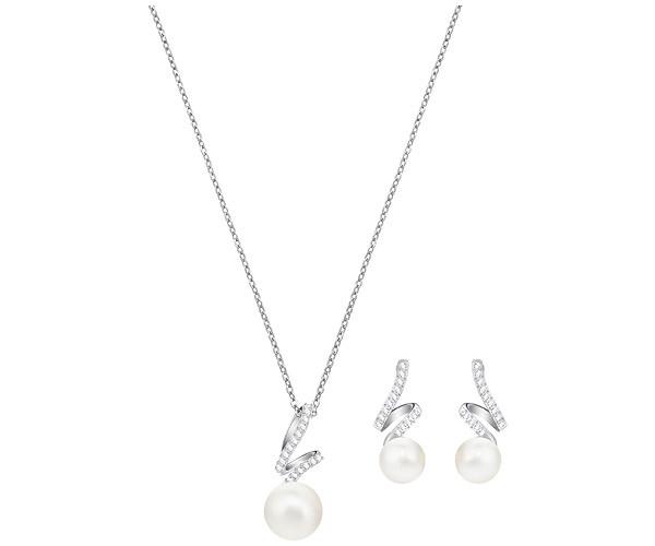 Swarovski Swarovski Gabriella Pearl Set, White, Rhodium Plating White Rhodium-plated