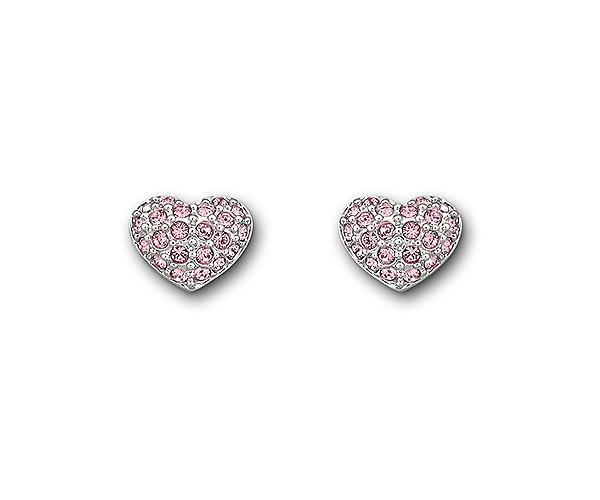 Swarovski Swarovski Pink Heart Pierced Earrings Pink Rhodium-plated