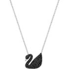 Swarovski Iconic Swan Pendant, Black, Rhodium Plating
