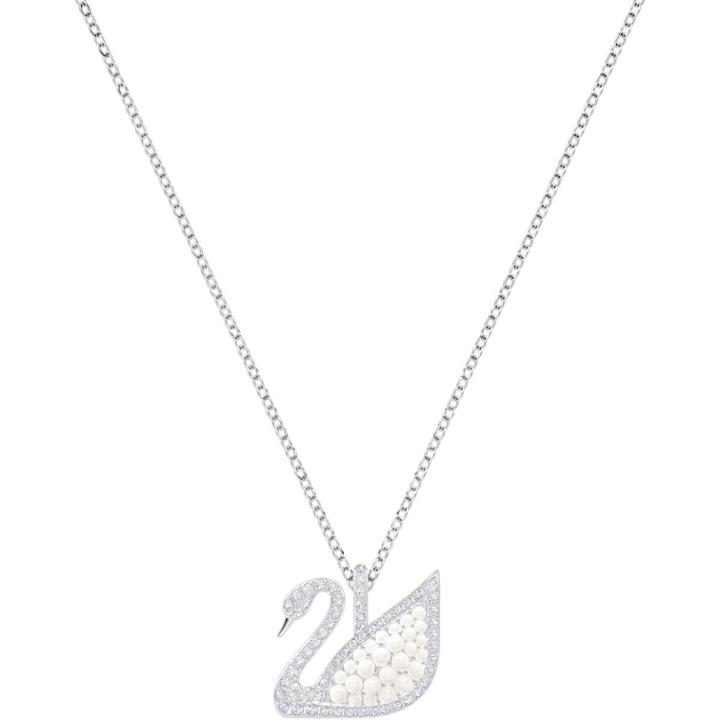Swarovski Iconic Swan Pendant, White, Rhodium Plating