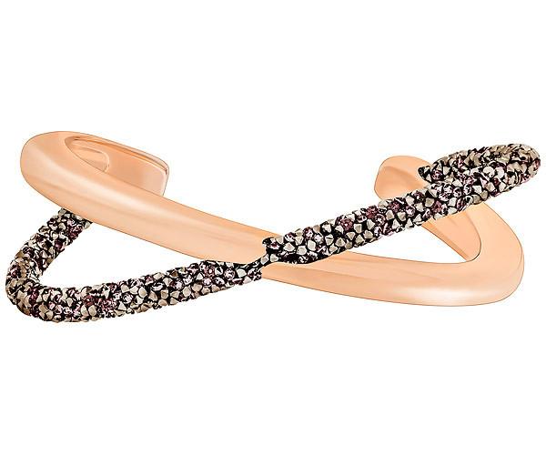 Swarovski Swarovski Crystaldust Cross Cuff, Multi-colored, Rose Gold Plating Brown Rose Gold-plated