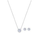 Swarovski Swarovski Angelic Square Set, Blue, Rhodium Plating Blue Rhodium-plated
