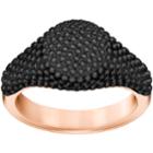 Swarovski Stone Signet Ring, Black, Rose Gold Plating