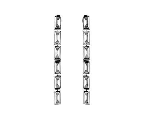 Swarovski Swarovski Fluid Drop Pierced Earrings, Long, Gray, Palladium Plating Gray Rhodium-plated