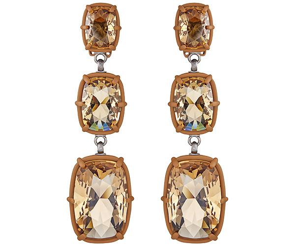 Swarovski Swarovski Atelier Swarovski By Rosie Assoulin, Jewel-y Mchue-y Chandelier Pierced Earrings Brown Rhodium-plated