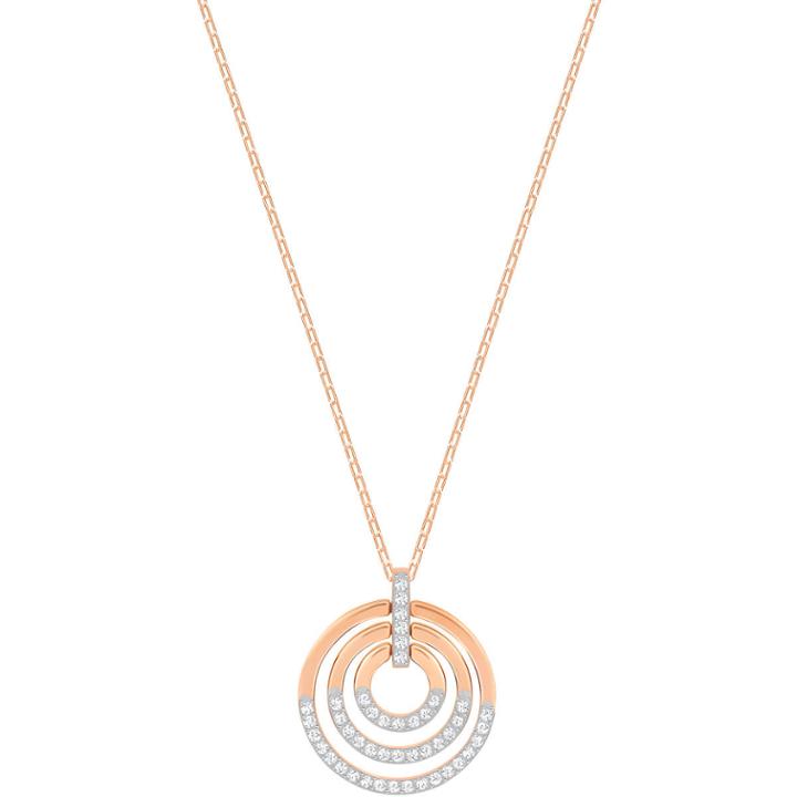 Swarovski Circle Pendant, Medium, White, Rose Gold Plating
