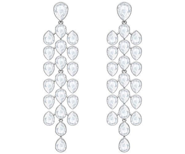 Swarovski Swarovski Lake Pear Chandelier Pierced Earrings, White, Rhodium Plating White Rhodium-plated