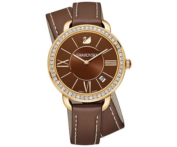 Swarovski Swarovski Aila Day Double Tour Watch, Brown White Gold-plated