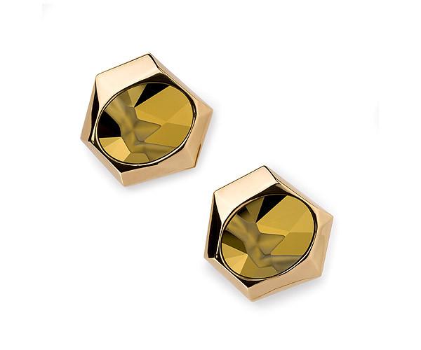 Swarovski Swarovski Atelier Swarovski By Jean Paul Gaultier, Reverse Stud Pierced Earrings Brown Gold-plated