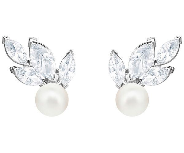 Swarovski Swarovski Louison Pearl Pierced Earrings, White, Rhodium Plating White Rhodium-plated