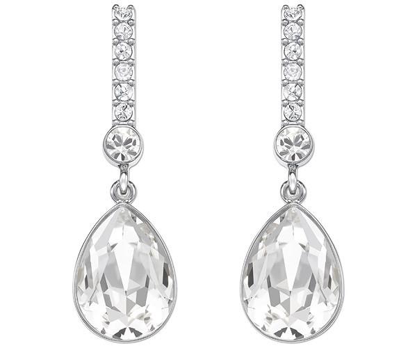 Swarovski Swarovski Attention Pierced Earrings, White, Rhodium Plating White Rhodium-plated