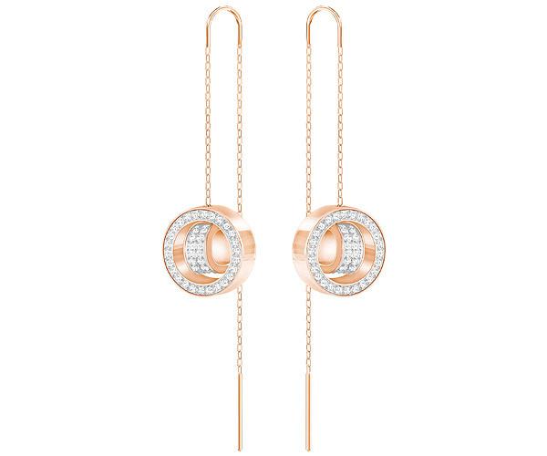 Swarovski Swarovski Hollow Pierced Earrings, Long, White, Rose Gold Plating White Rose Gold-plated