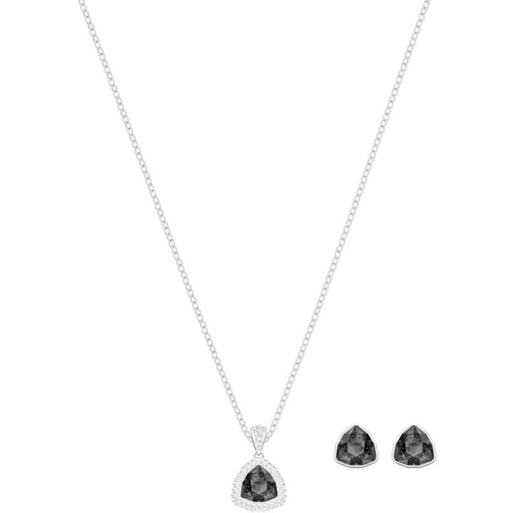 Swarovski Begin Set, Gray, Rhodium Plating