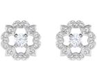 Swarovski Swarovski Sparkling Dance Flower Pierced Earrings, White, Rhodium Plating White Rhodium-plated
