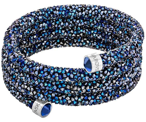 Swarovski Swarovski Crystaldust Wide Bangle, Blue, Stainless Steel Blue Stainless Steel