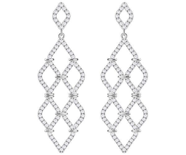 Swarovski Swarovski Lace Chandelier Pierced Earrings, White, Rhodium Plating White Rhodium-plated