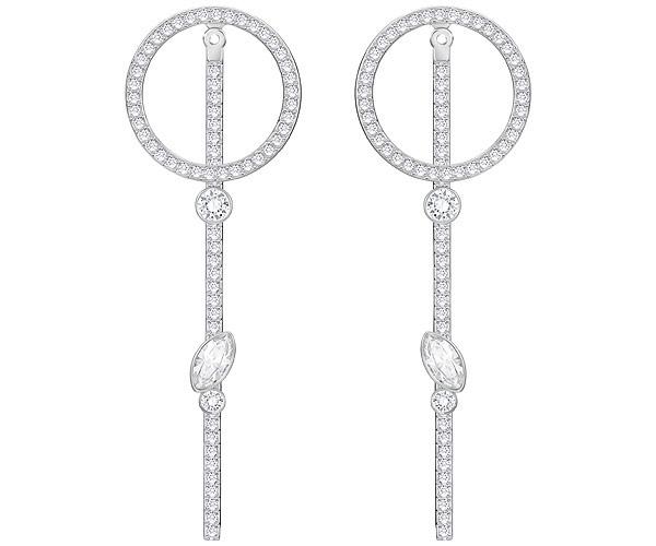 Swarovski Swarovski Hoop Fever Long Pierced Earrings, White, Rhodium Plating White Rhodium-plated