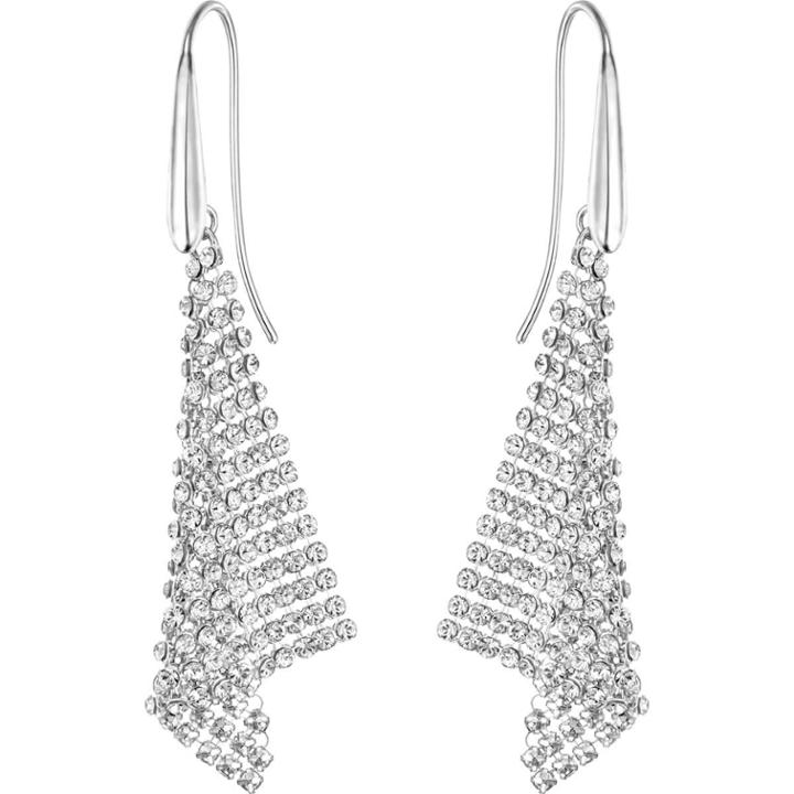 Swarovski Fit Pierced Earrings, Small, White, Rhodium Plating