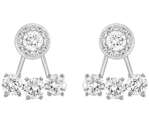 Swarovski Swarovski Attract Light Round Pierced Earring Jackets White Rhodium-plated