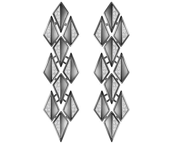 Swarovski Swarovski Ground Chandelier Pierced Earrings, White, Ruthenium Plating White Rhodium-plated
