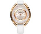 Swarovski Swarovski Crystalline Oval Watch, Leather Strap, White, Rose Gold Tone White Rose Gold-plated