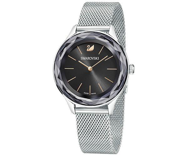 Swarovski Swarovski Octea Nova Watch, Milanese Bracelet, Black, Silver Tone Gray Stainless Steel